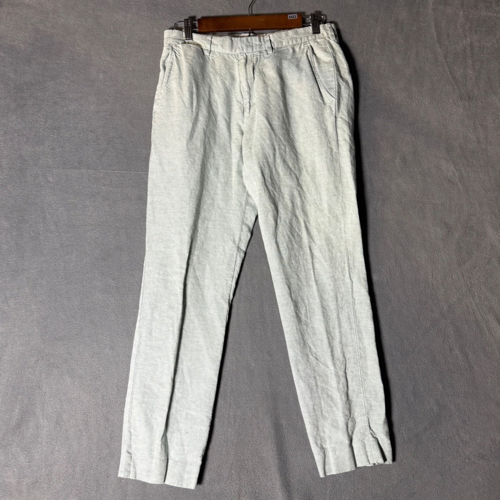 J.Crew Bowery Slim Baird McNutt Irish Linen Dress Pants Mens 30x30 Light Green